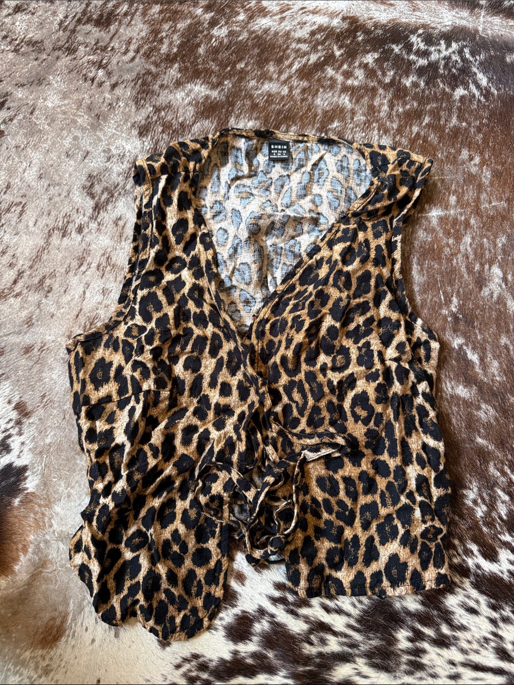 SHEIN Leopard Print Tie-Front Camisole in Brown and Black